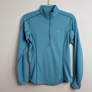 ARC’TERYX Half Zip Waffle Fleece Top Jacket Women Sz S Blue Lightweight Outdoor